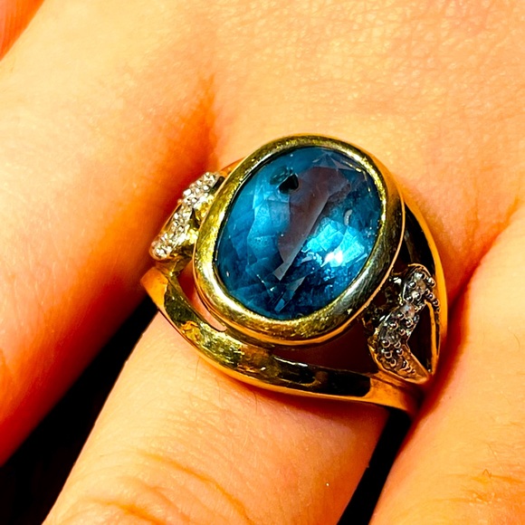 10k blue topaz ring size 8 - Picture 7 of 13
